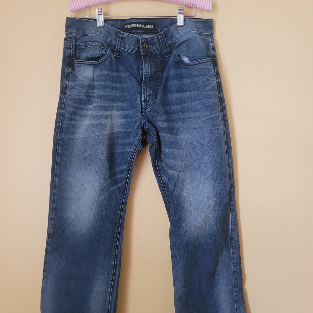 Express Men's Dark Blue Relaxed Jeans